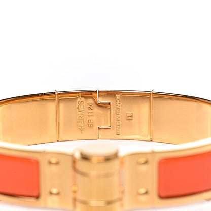 Hermes Enamel Charniere Uni Narrow Hinged Bracelet S Orange 4 of 5