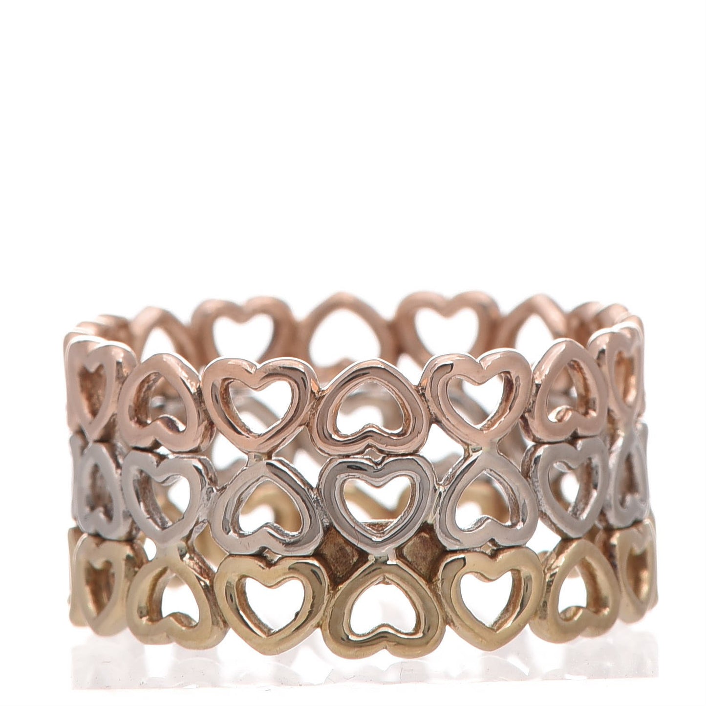 18K Rose White Yellow Gold Crown of Hearts Ring 54 7