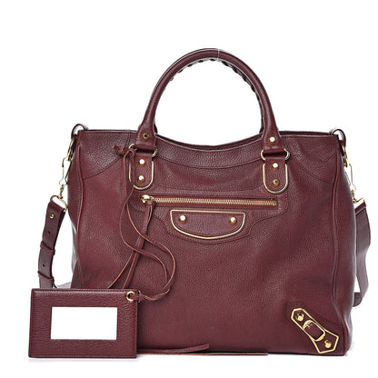 Balenciaga Chevre Gold Metallic Edge Hardware Velo Bordeaux 1 of 11