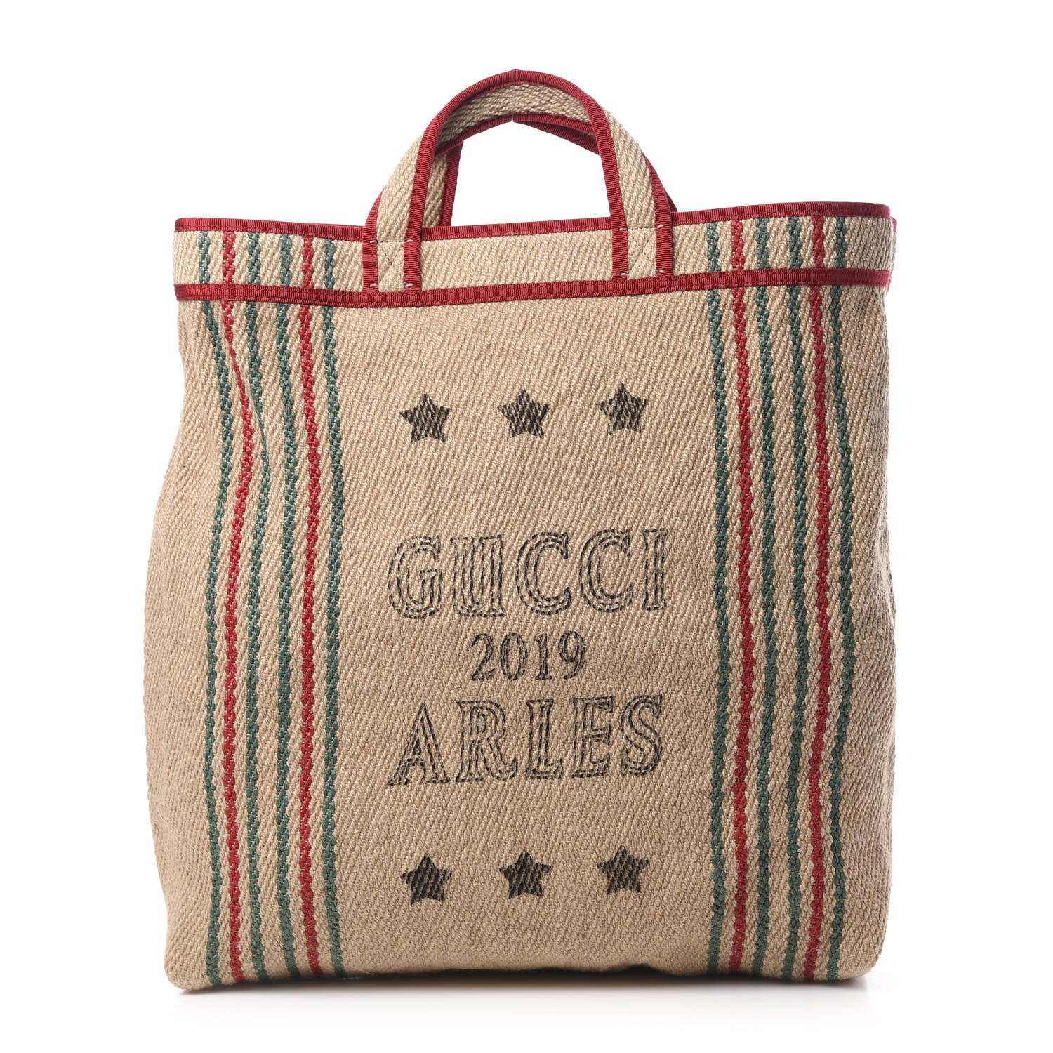 Gucci Straw Juta Printed Arles Tote Beige 1 of 10