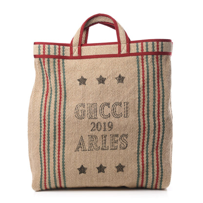 Gucci Straw Juta Printed Arles Tote Beige 1 of 10