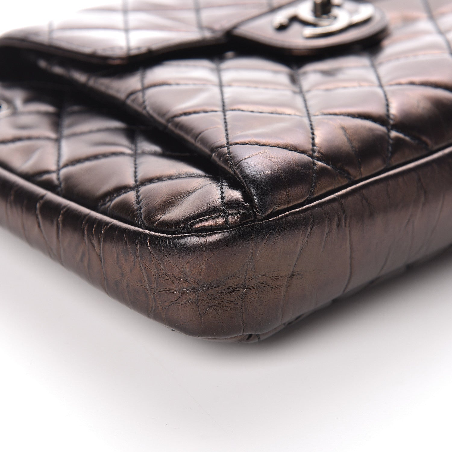 Chanel Glazed Calfskin Quilted Accordion Flap Black 9 of 11