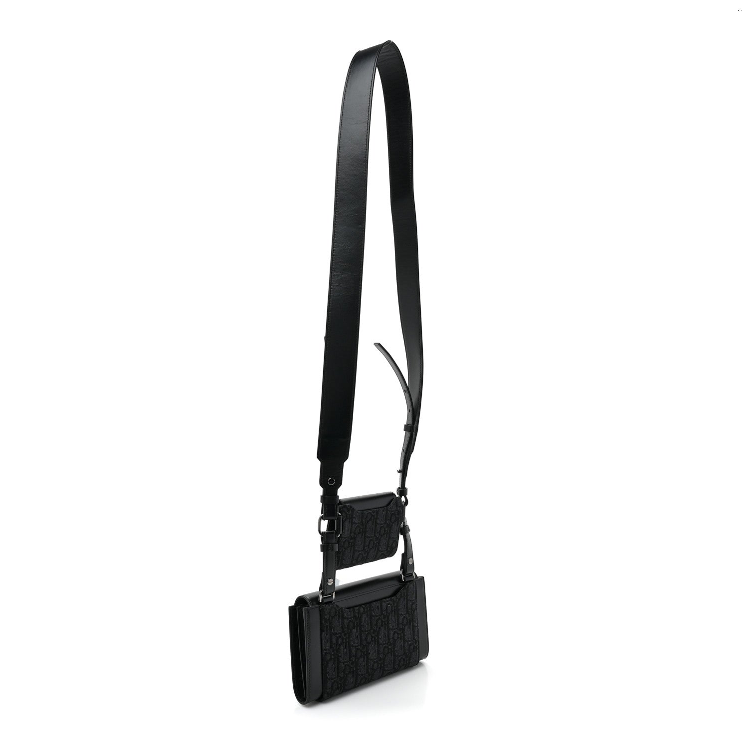 Christian Dior HOMME Oblique Double Saddle Wallet Black 3 of 16