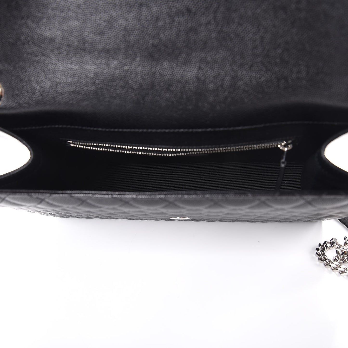 Grain De Poudre Textured Mixed Matelasse Large Triquilt Monogram Satchel Black