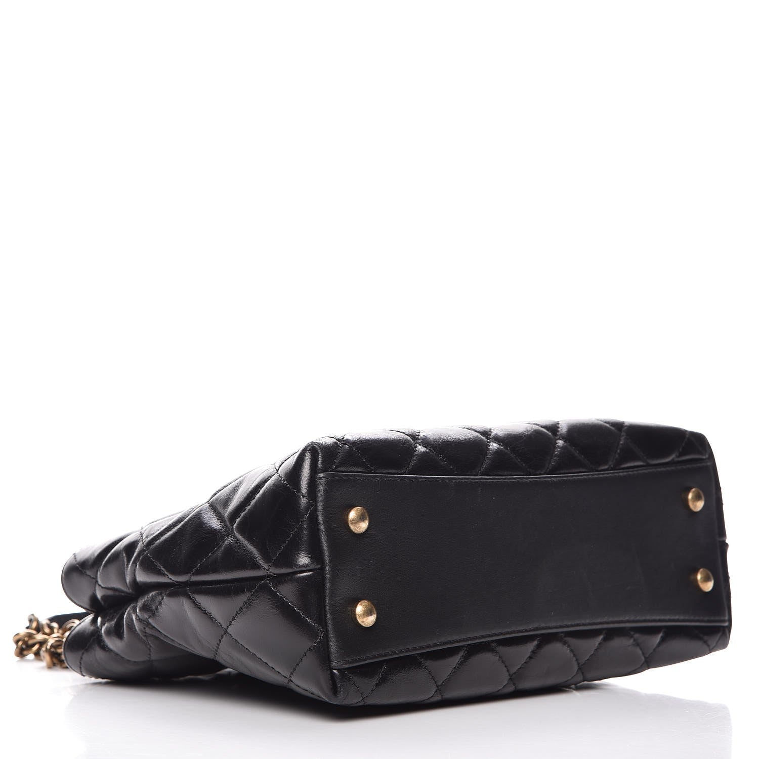 Chanel Calfskin Quilted Small Gold Bar Top Handle Tote Black 4 of 8