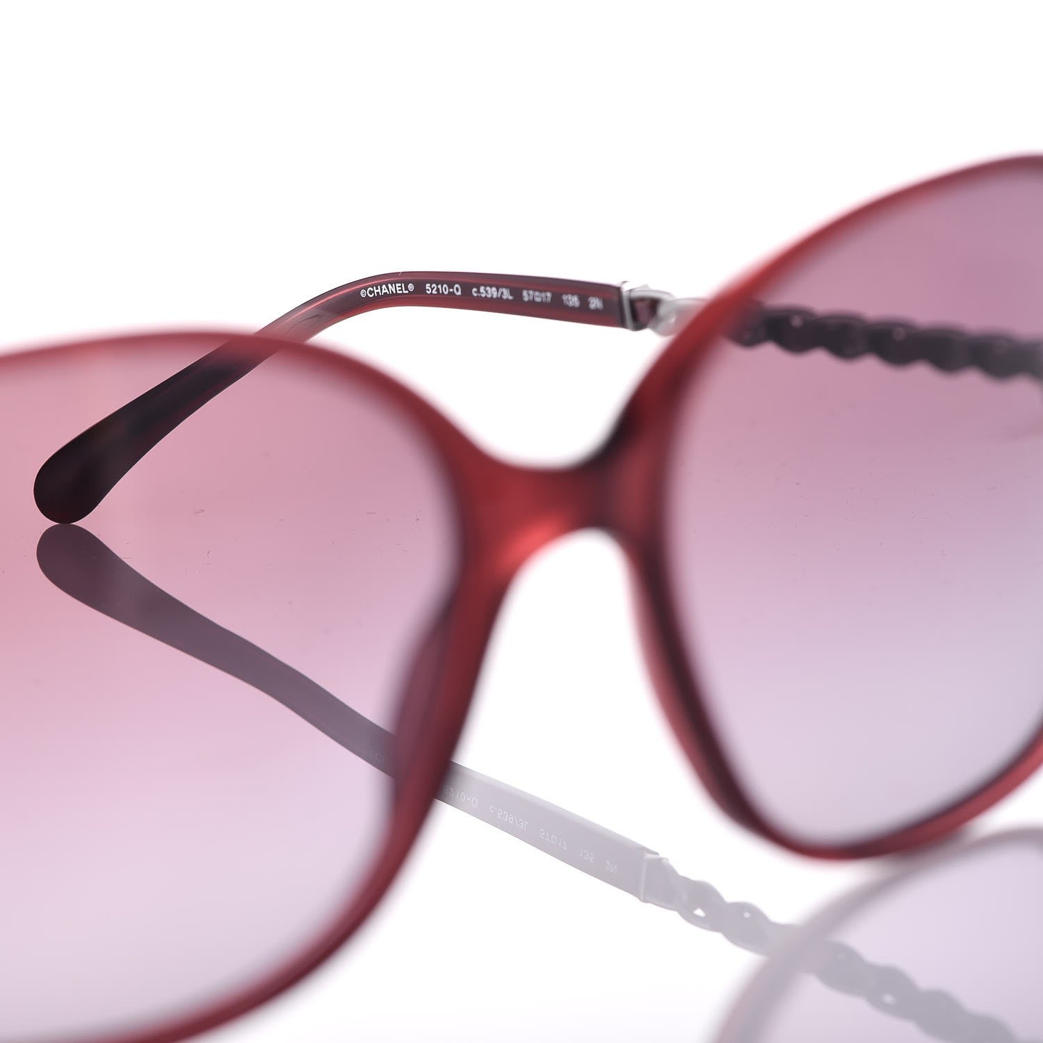 Chanel Lambskin Square Chain Sunglasses 5210-Q Red 5 of 7