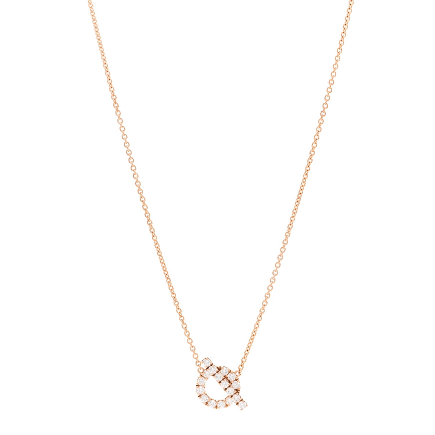 Hermes 18K Rose Gold Diamond Finesse Pendant Necklace 1 of 5