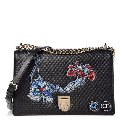 Christian Dior Lambskin Quilted Embroidered Large Diorama Flap Bag Black 1 of 8