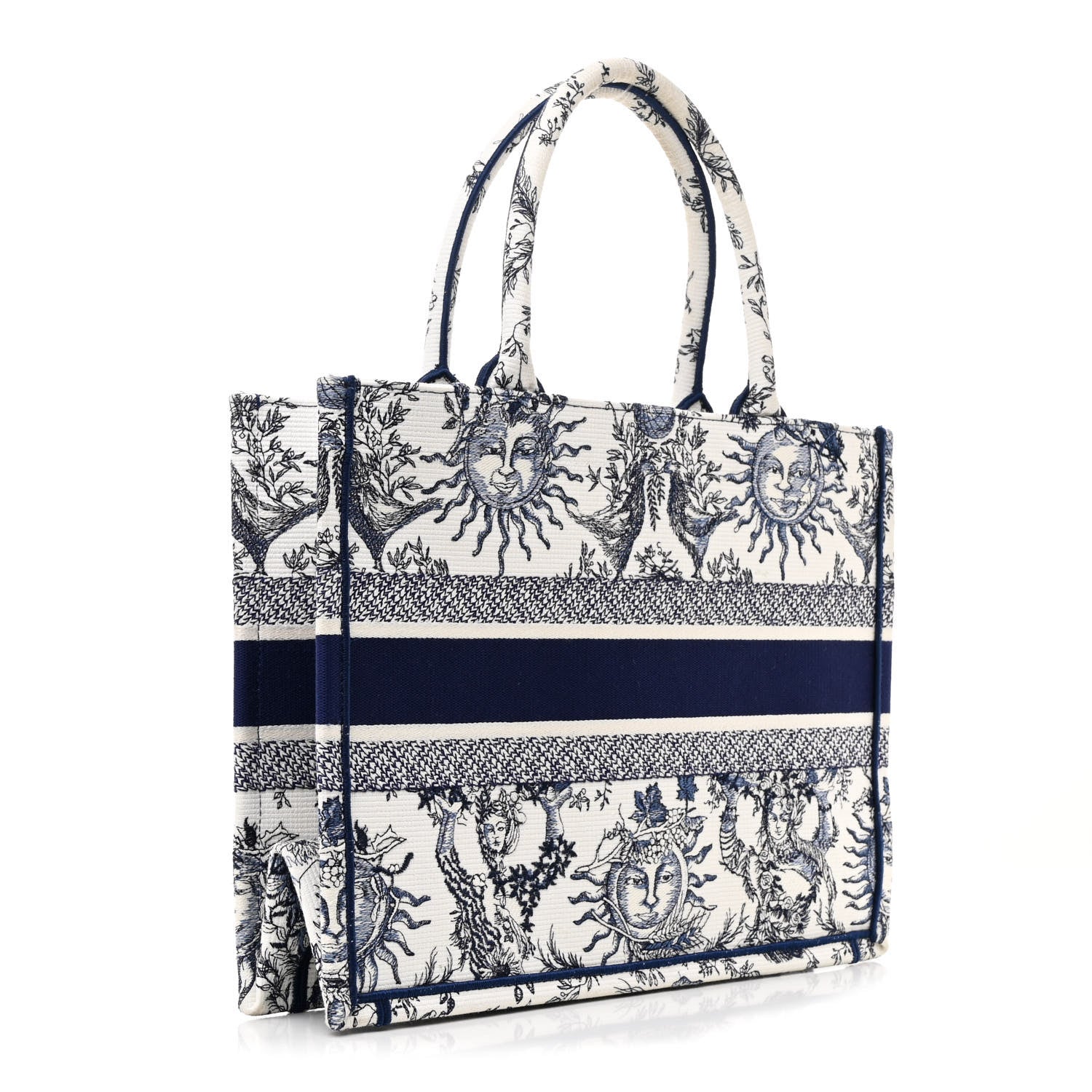 Christian Dior Canvas Embroidered Medium Toile De Jouy Soleil Book Tote Blue 3 of 11
