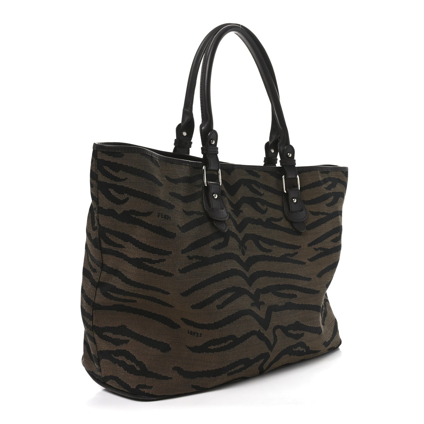 Canvas Tiger Print Tote Brown