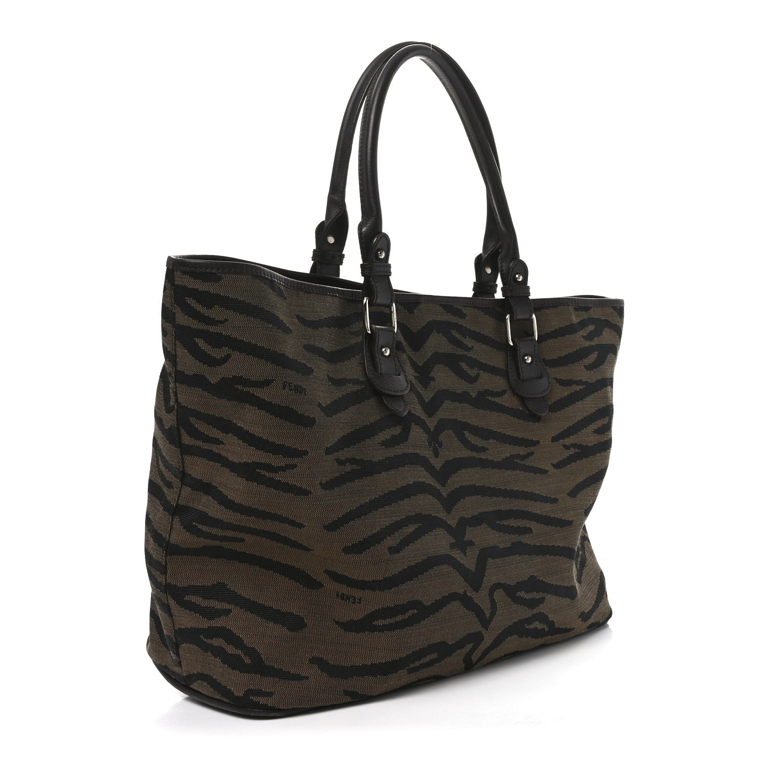 Fendi Canvas Tiger Print Tote Brown 3 of 11