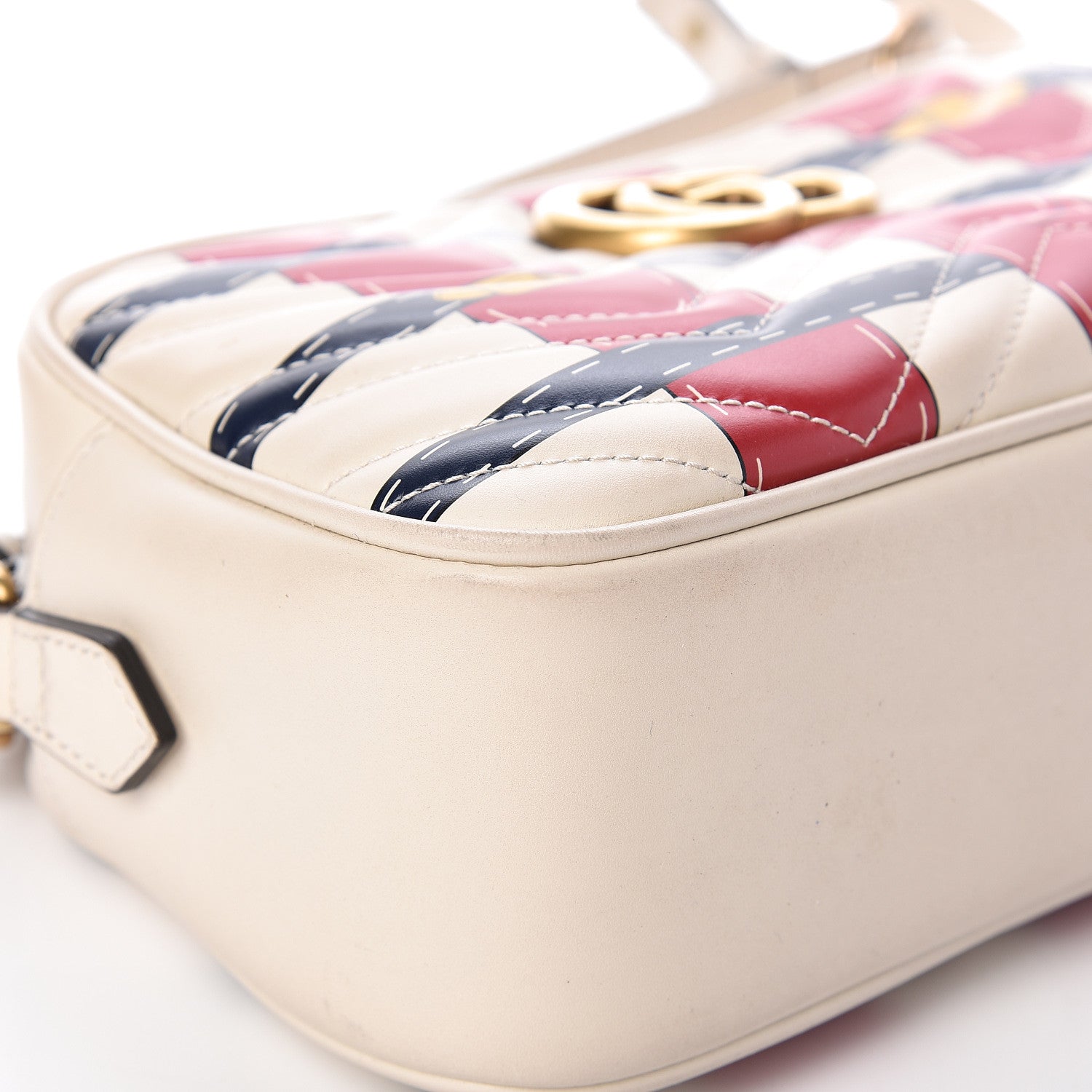Gucci Calfskin Matelasse Trompe L'Oeil Print Small GG Marmont Chain Shoulder Bag White 11 of 17
