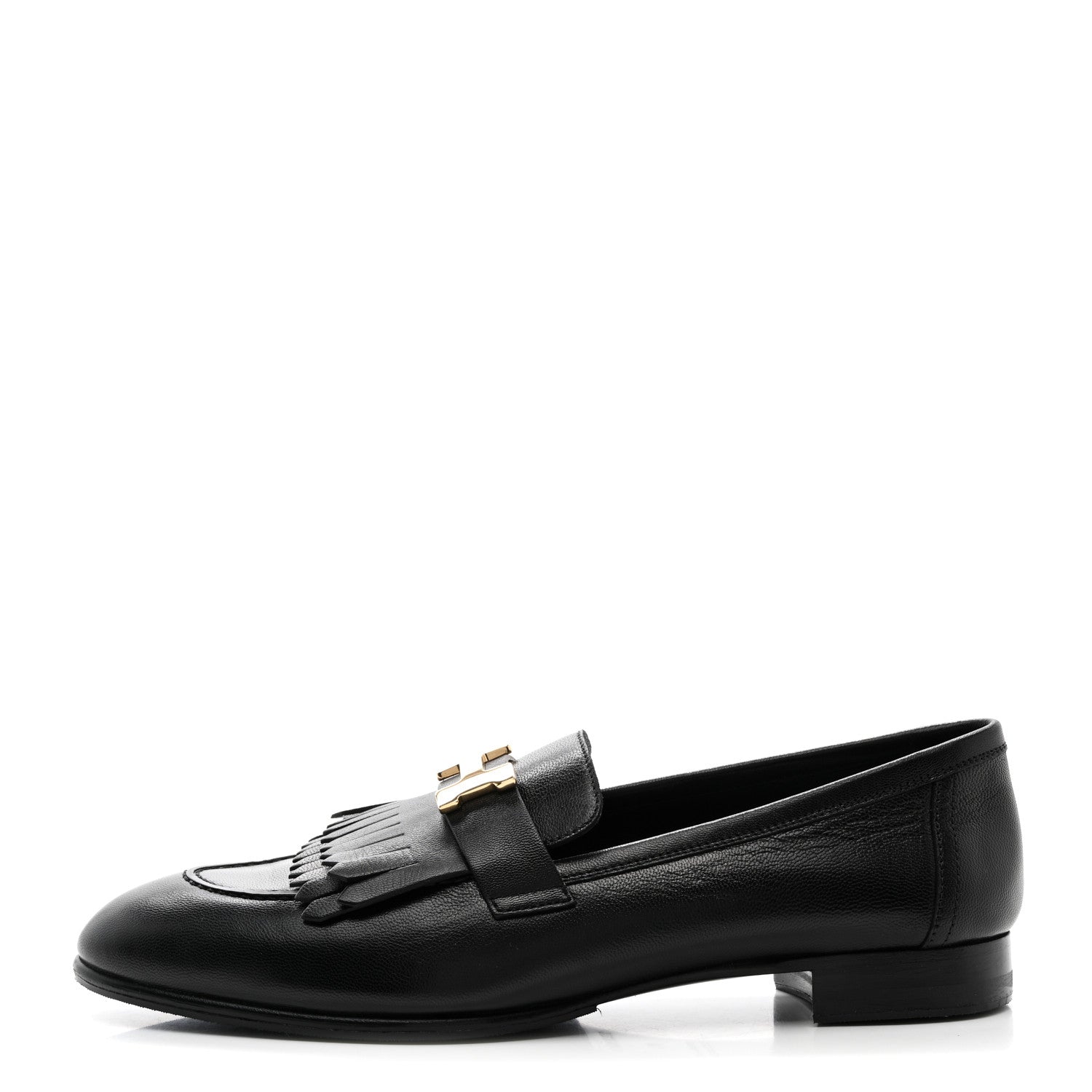 Hermes Goatskin Womens Royal Loafers 41 Black 1 of 9