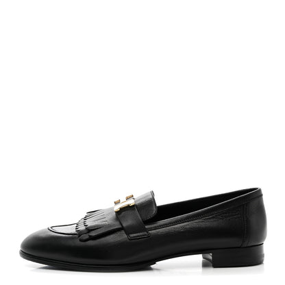 Hermes Goatskin Womens Royal Loafers 41 Black 1 of 9