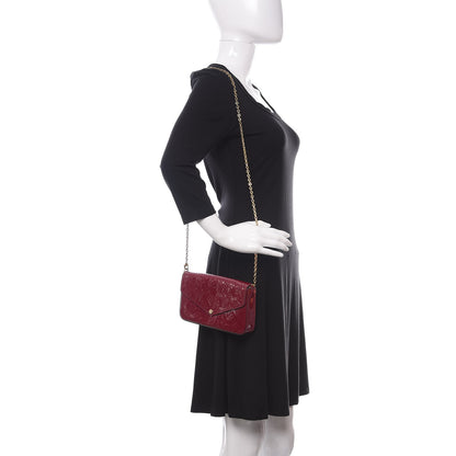 Louis Vuitton Vernis Felicie Chain Wallet Magenta 2 of 10