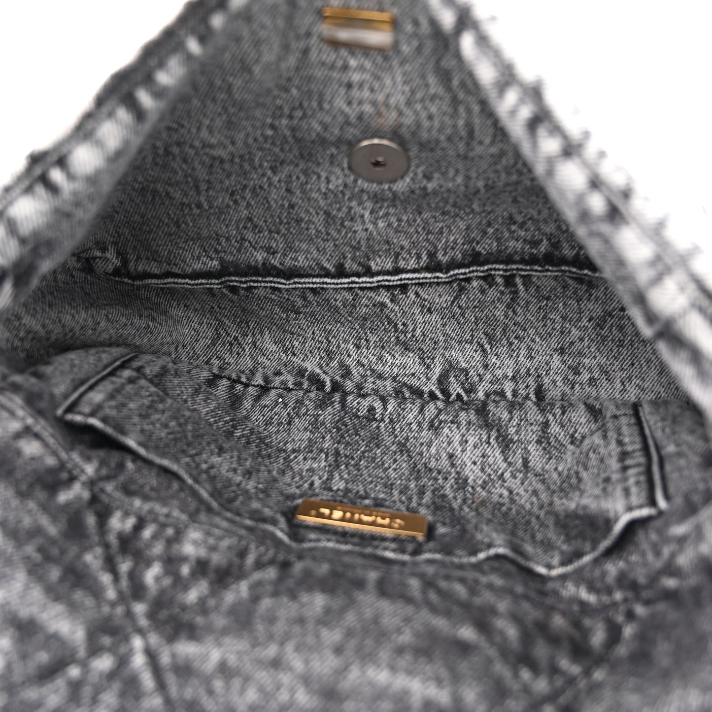 Washed Denim Quilted Medium Chanel 19 Flap Black White