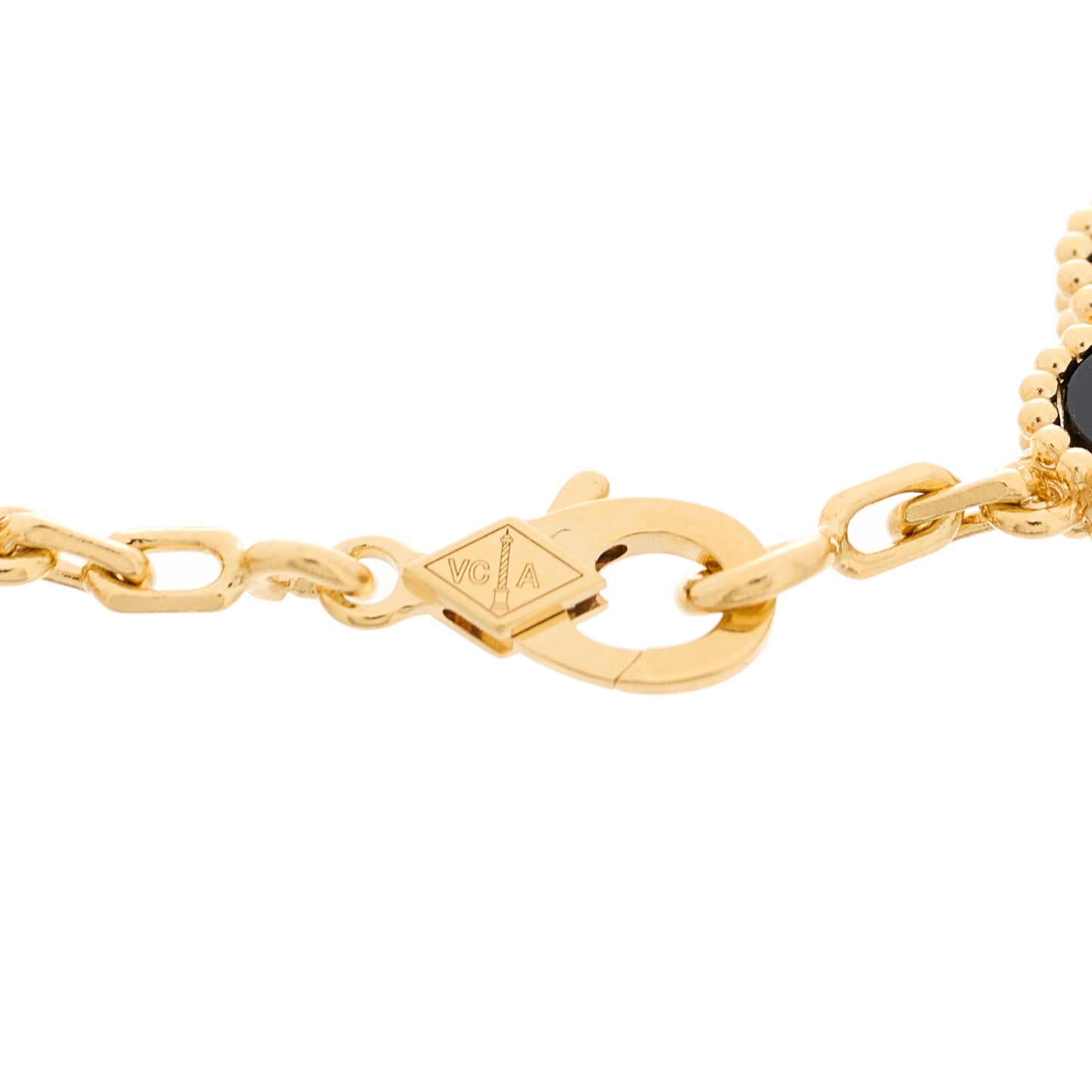18K Yellow Gold Black Onyx 5 Motifs Vintage Alhambra Bracelet