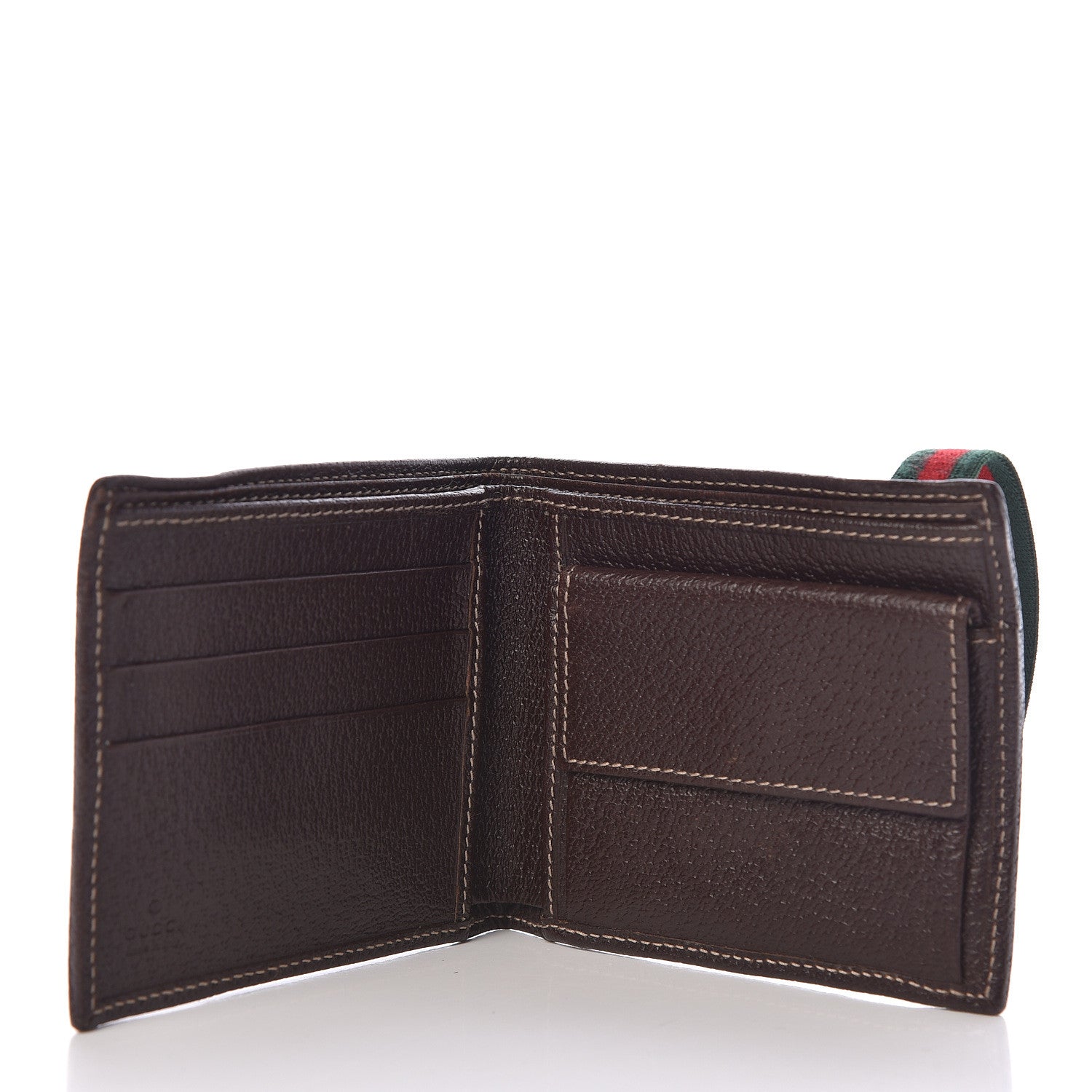 Gucci Monogram Web Band Bi-Fold Wallet Brown 5 of 9