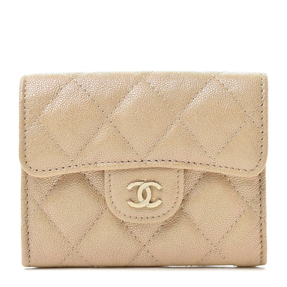 Chanel Iridescent Caviar Quilted Flap Card Holder Wallet Beige 1 of 9