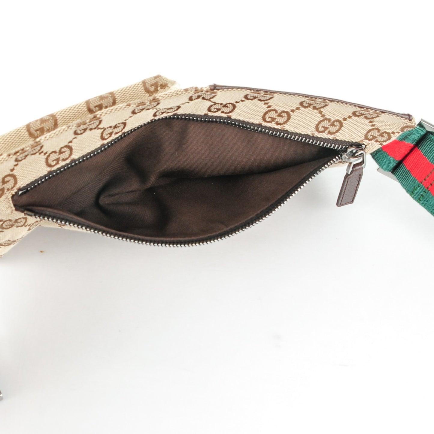 GG Monogram Double Pocket Belt Bag Dark Brown