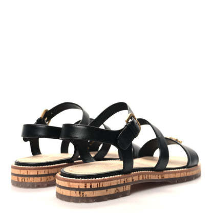 Chanel Lambskin Cork Gripoix CC Sandals 40.5 Black 4 of 9