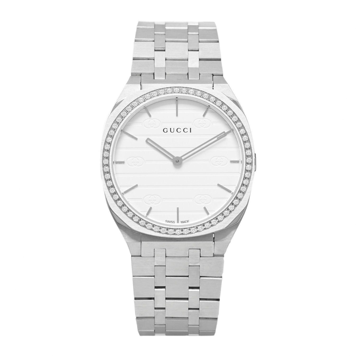 Gucci Stainless Steel Diamond Bezel 34mm 25H Quartz Watch 1 of 5