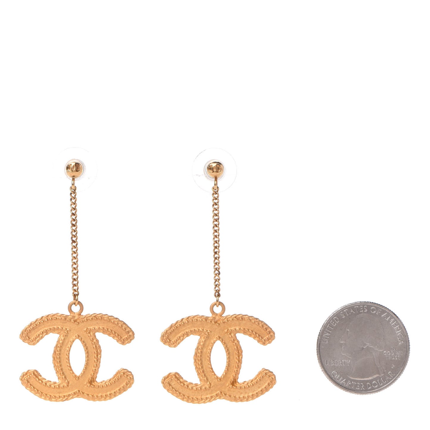 CC Drop Earrings Matte Gold