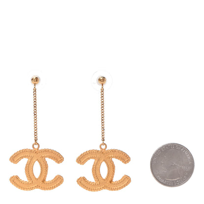 Chanel CC Drop Earrings Matte Gold 2 of 4
