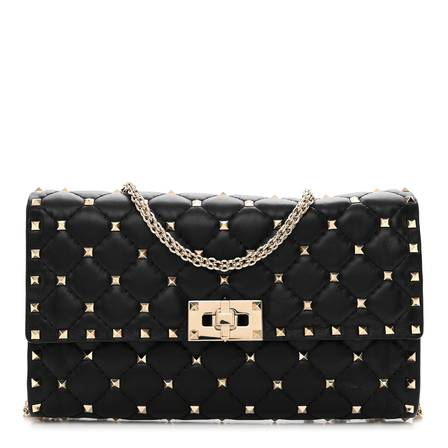 Valentino Garavani Nappa Rockstud Spike Wallet on Chain Black 1 of 10