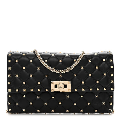 Valentino Garavani Nappa Rockstud Spike Wallet on Chain Black 1 of 10