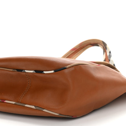 Burberry Calfskin Check Trim Hobo Brown 11 of 12