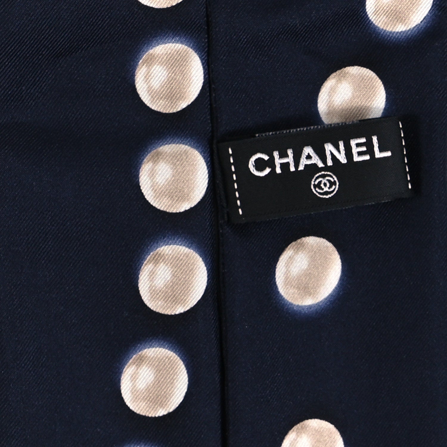 Chanel Silk Pearl CC Slim Bandeau Scarf Dark Navy 3 of 4