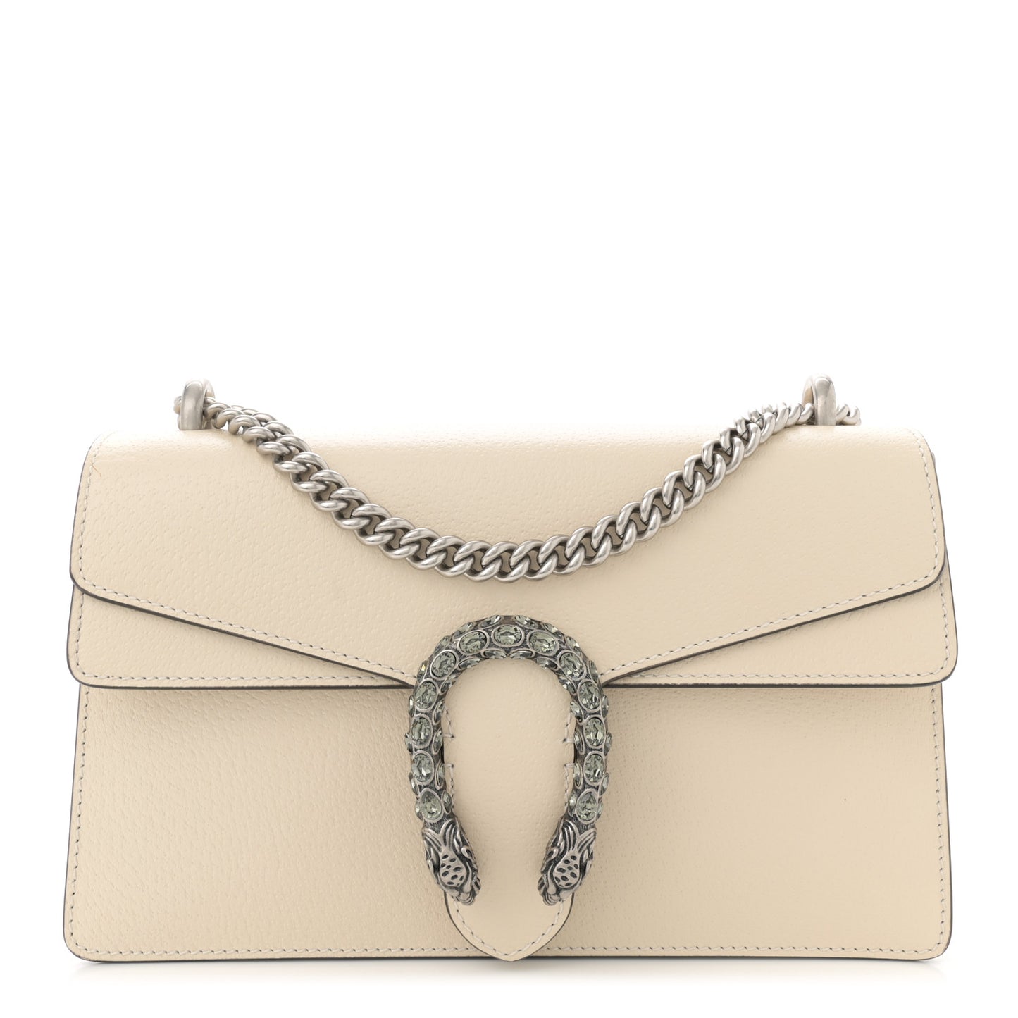 Textured Calfskin Crystal Small Dionysus Shoulder Bag Mystic White