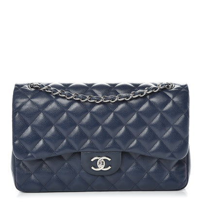 Chanel Caviar Quilted Jumbo Double Flap Navy Blue 1 of 20