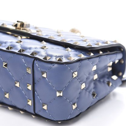 Valentino Garavani Lambskin Small Rockstud Spike Shoulder Bag Blue 8 of 9