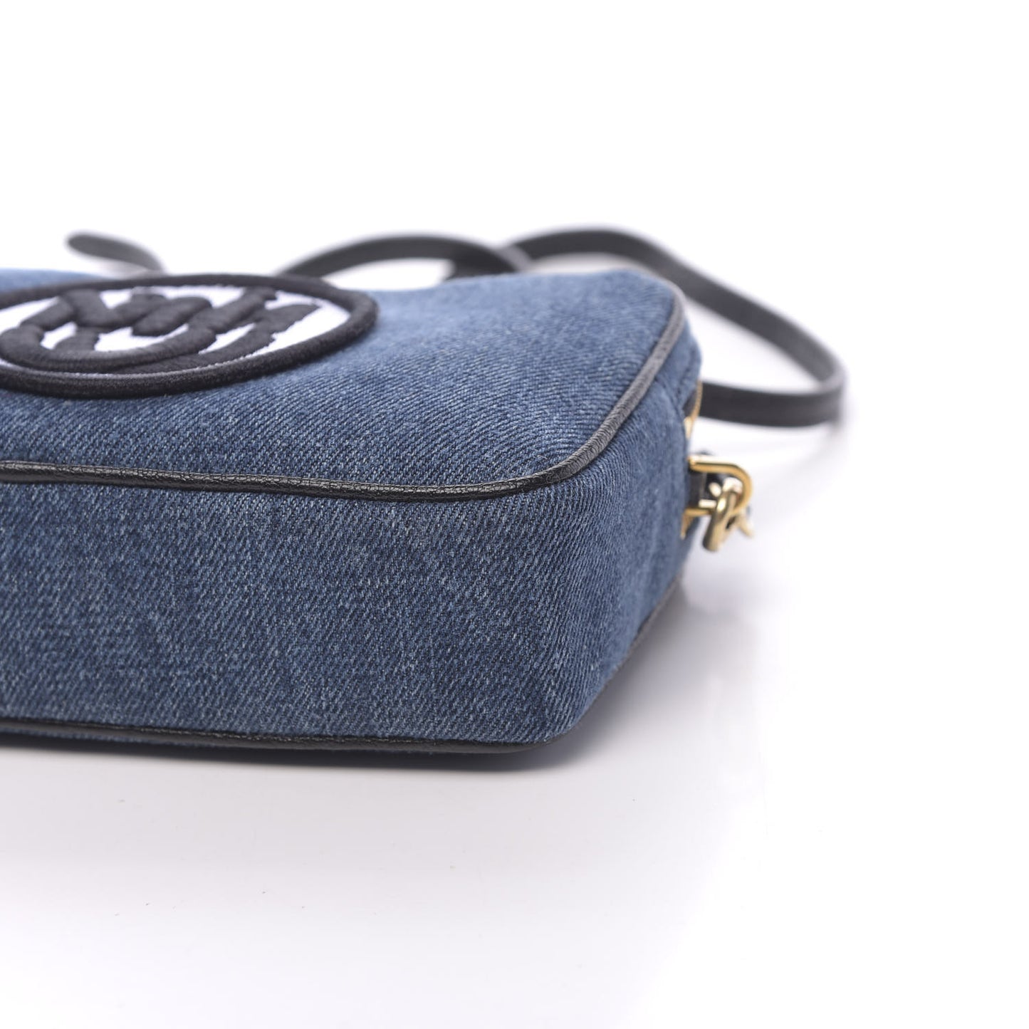 Denim Double Zip Crossbody Bag Blue Black