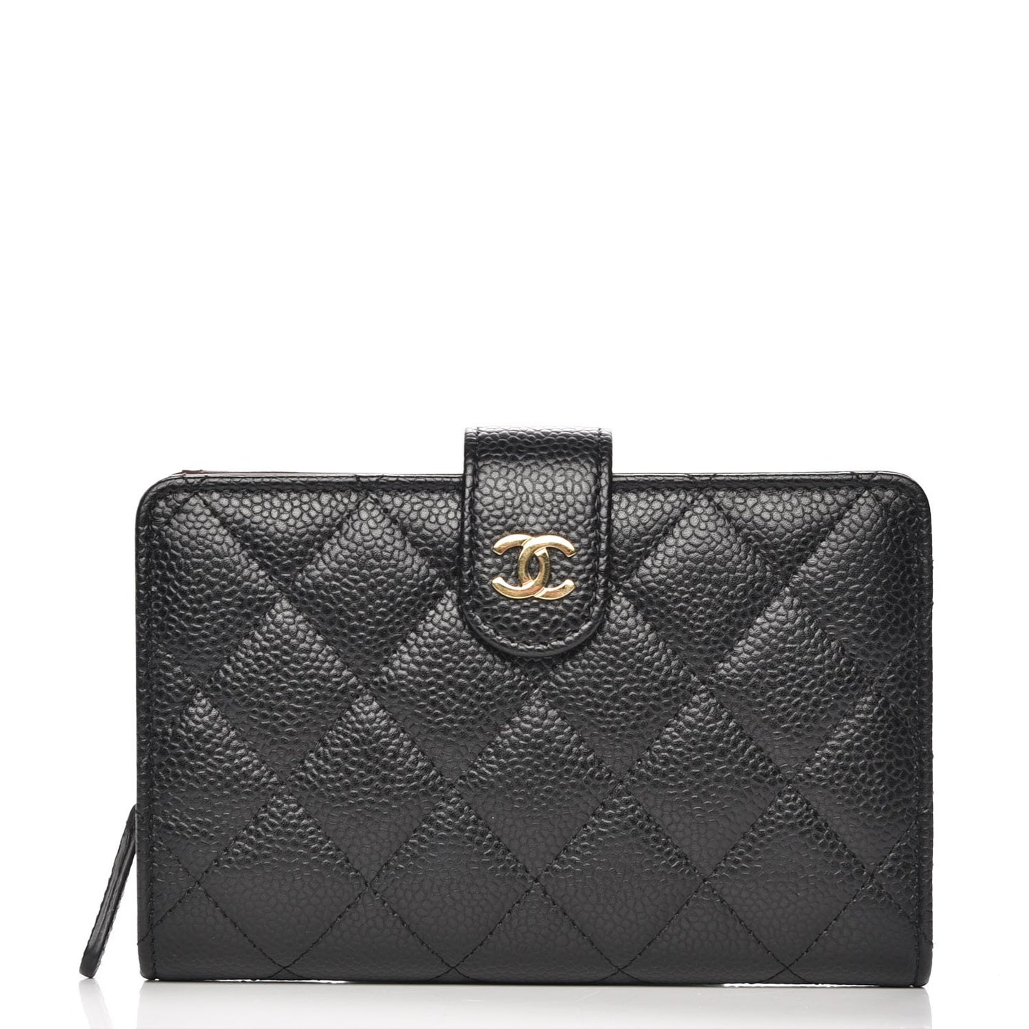 Caviar Quilted Zipped Pocket Wallet Black