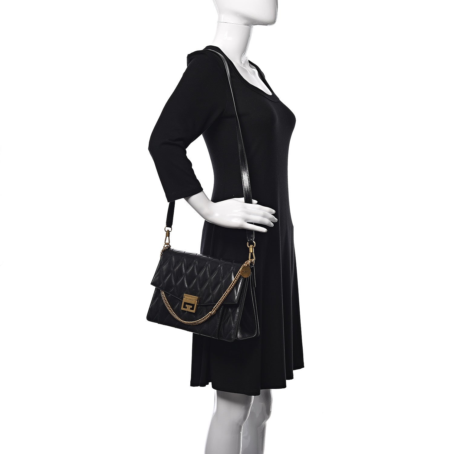 Givenchy Goatskin Quilted Medium GV3 Shoulder Bag Black 2 of 11