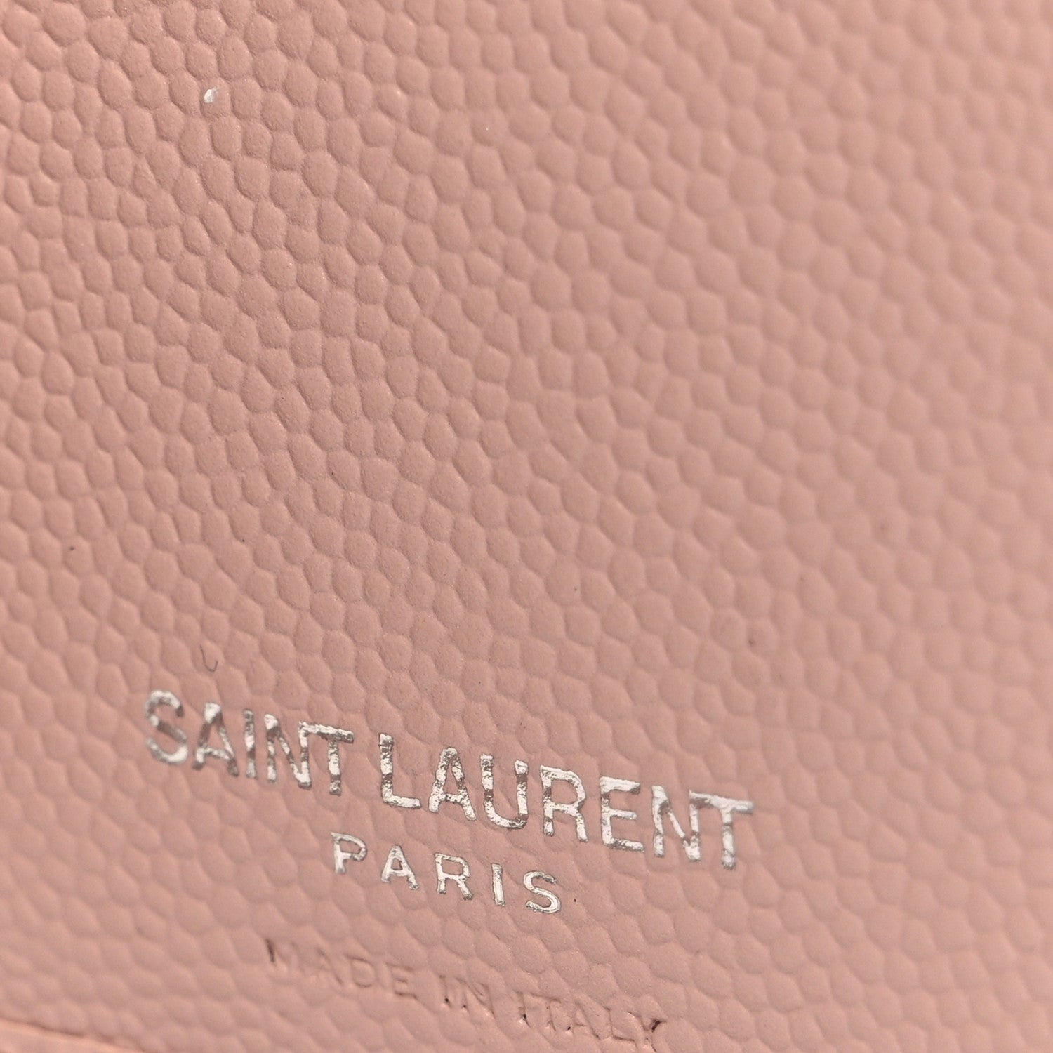 Saint Laurent Grain De Poudre Matelasse Chevron Monogram Compact Zip Around Wallet Pink 7 of 10