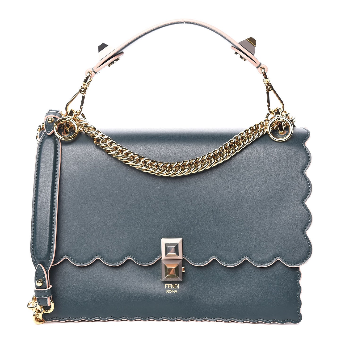 Vitello Liberty Scalloped Studded Kan I Shoulder Bag Amazzonia