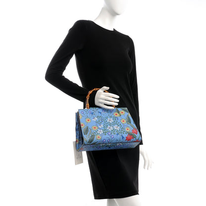 Gucci Calfskin Bamboo Web New Flora Small Nymphaea Top Handle Bag Azure 3 of 10