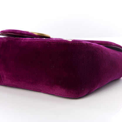 Gucci Velvet Matelasse Embroidered Small GG Marmont Shoulder Bag Fuchsia Violet Cyclamen 6 of 10