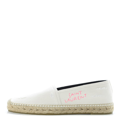 Saint Laurent Canvas Elba Logo Embroidered Espadrilles 41 Panna 1 of 10