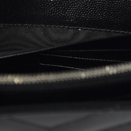 Saint Laurent Grain De Poudre Matelasse Chevron Monogram Chain Wallet Black 8 of 10