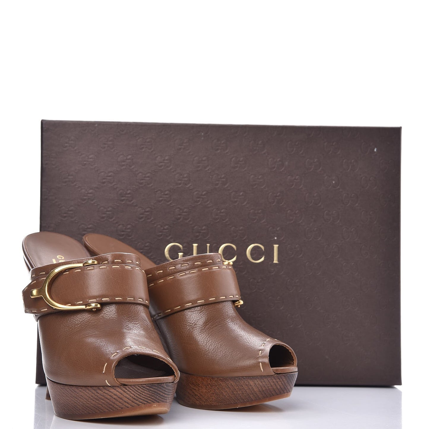 Washed Calfskin Stirrup Platform Clog Slide Sandals 36 Acero