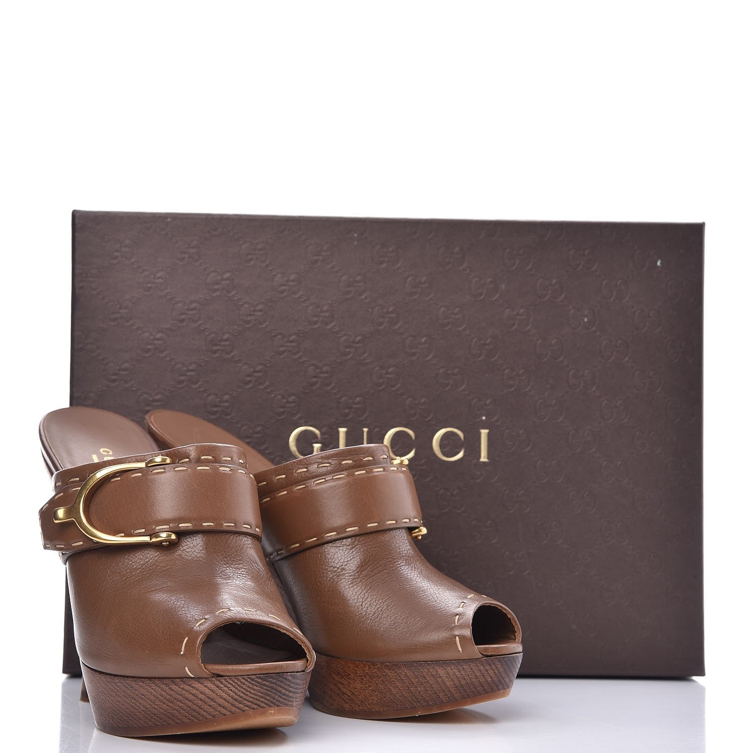 Gucci Washed Calfskin Stirrup Platform Clog Slide Sandals 36 Acero 10 of 10
