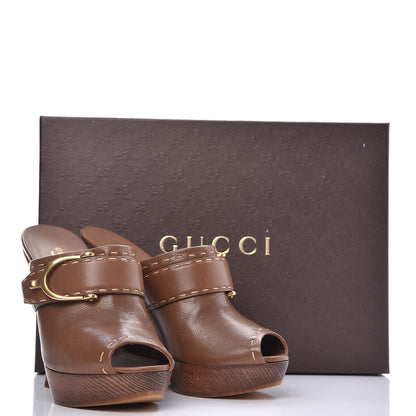 Gucci Washed Calfskin Stirrup Platform Clog Slide Sandals 36 Acero 10 of 10