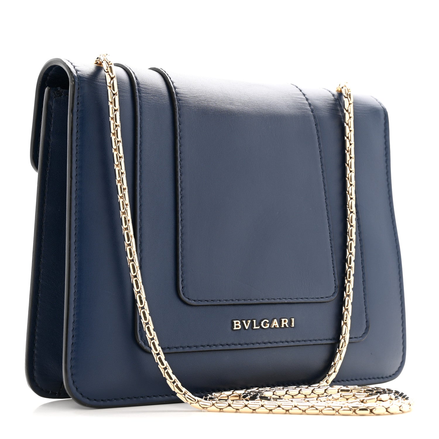 Bulgari Calfskin Serpenti Forever Snake Strap Crossbody Bag Navy 3 of 15
