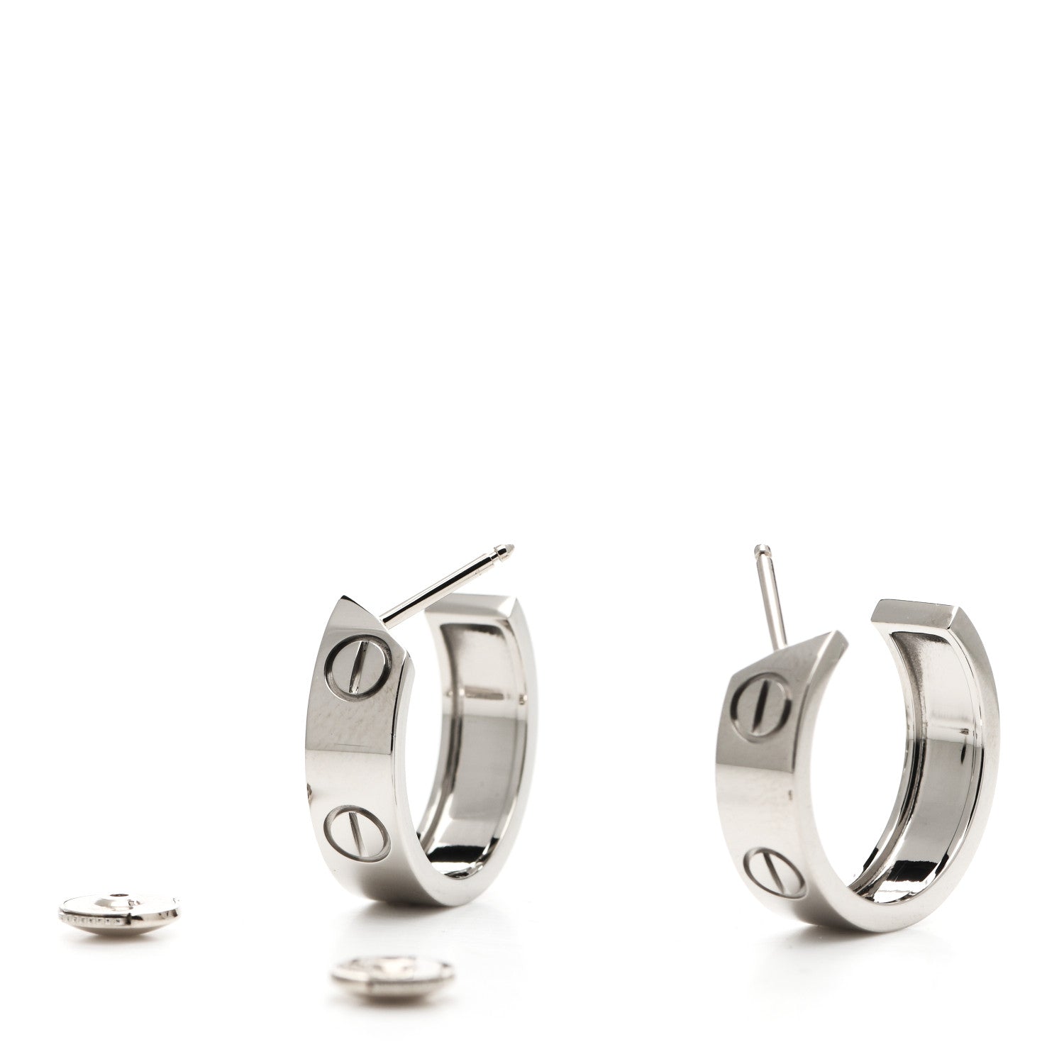 Cartier 18K White Gold 5.5mm LOVE Hoop Earrings 3 of 6