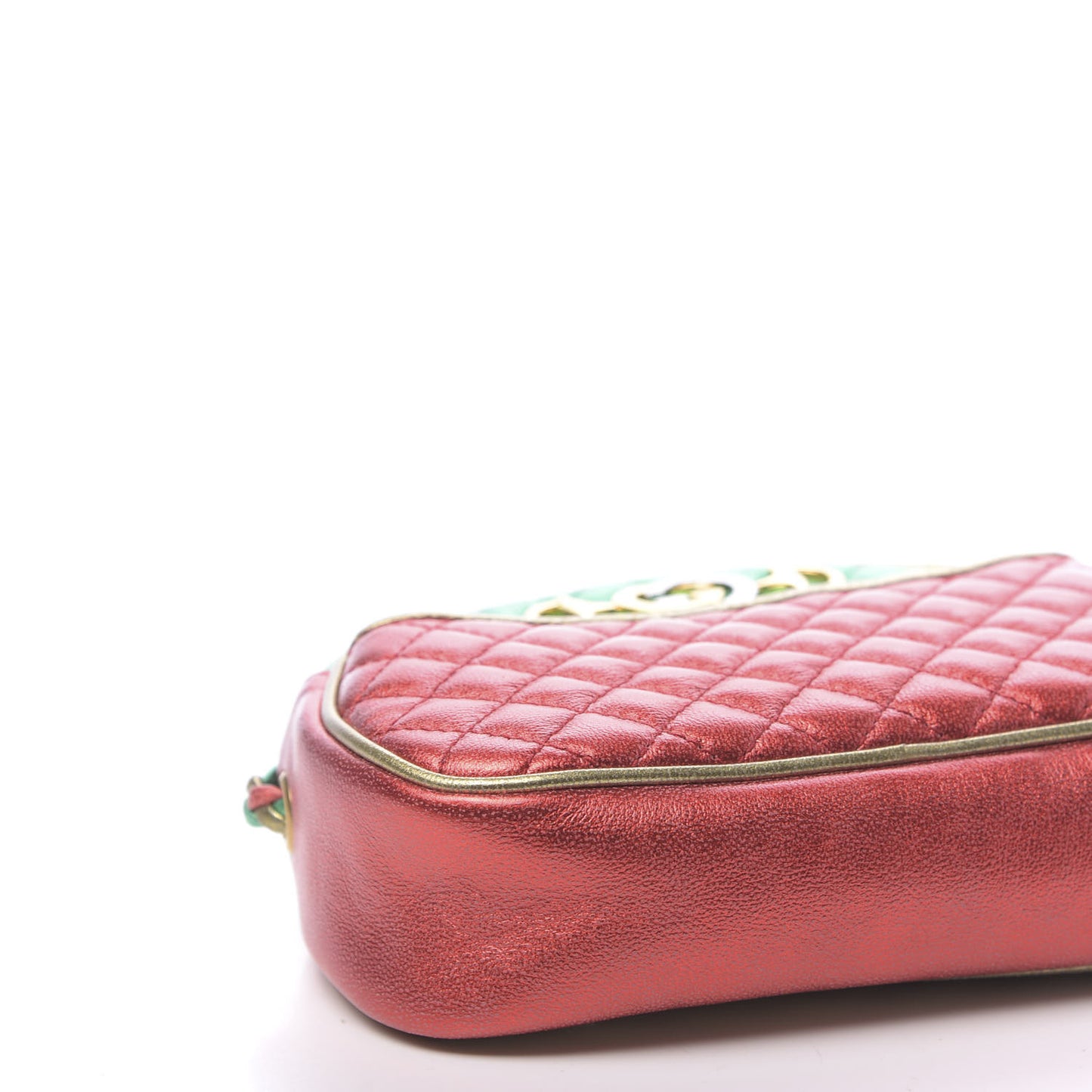 Laminated Nappa Trapuntata Mini Zumi Dome Shoulder Bag Rosso Jasmine Green Rame
